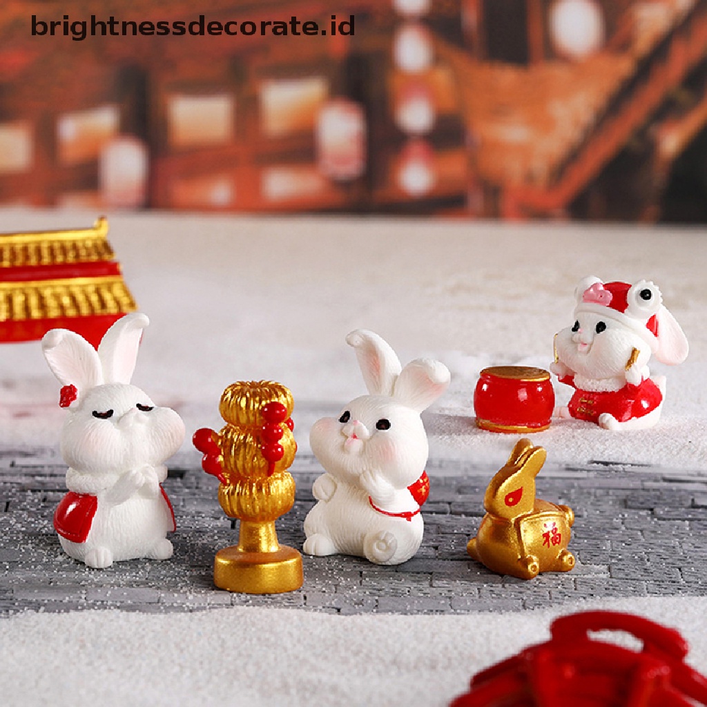 [Birth] 2023hiasan Kelinci Zodiak Kelinci Kecil Miniatur Kartun RabbitMicro Landscape Ornamen Untuk Dekorasi Rumah Animal New Year Room Decor [ID]