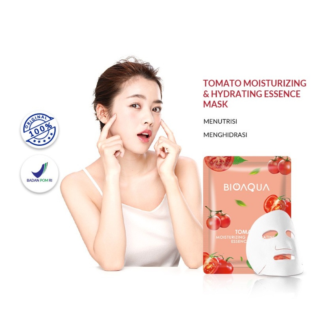 BIOAQUA Sheet Mask Tomato Brightening Moisturizing Antioxidant &amp; Anti Aging Skin Care Masker Wajah Sachet 100% Original