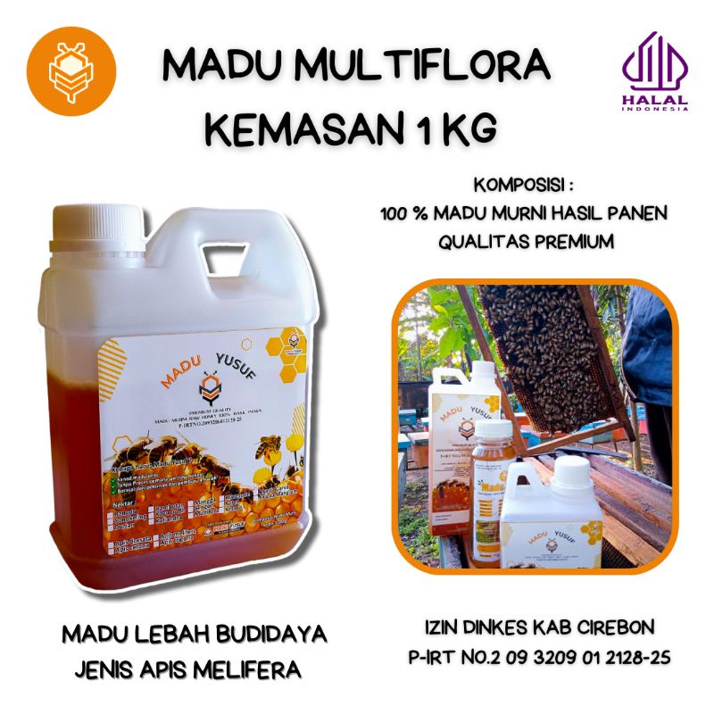 Jual Madu Yusuf Murni Nektar Multiflora Rawhoney 100 Asli Hasil Panen Kemasan 1 Kg Shopee