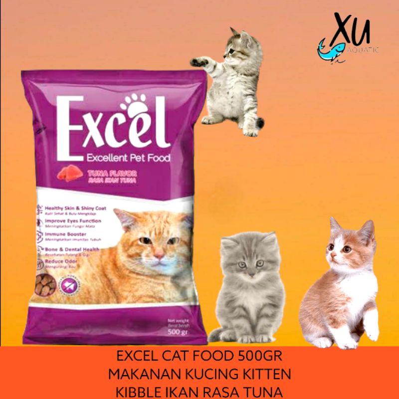 EXCEL KIBBLE IKAN 500 GR MAKANAN KUCING DEWASA RASA TUNA EXCEL UNGU