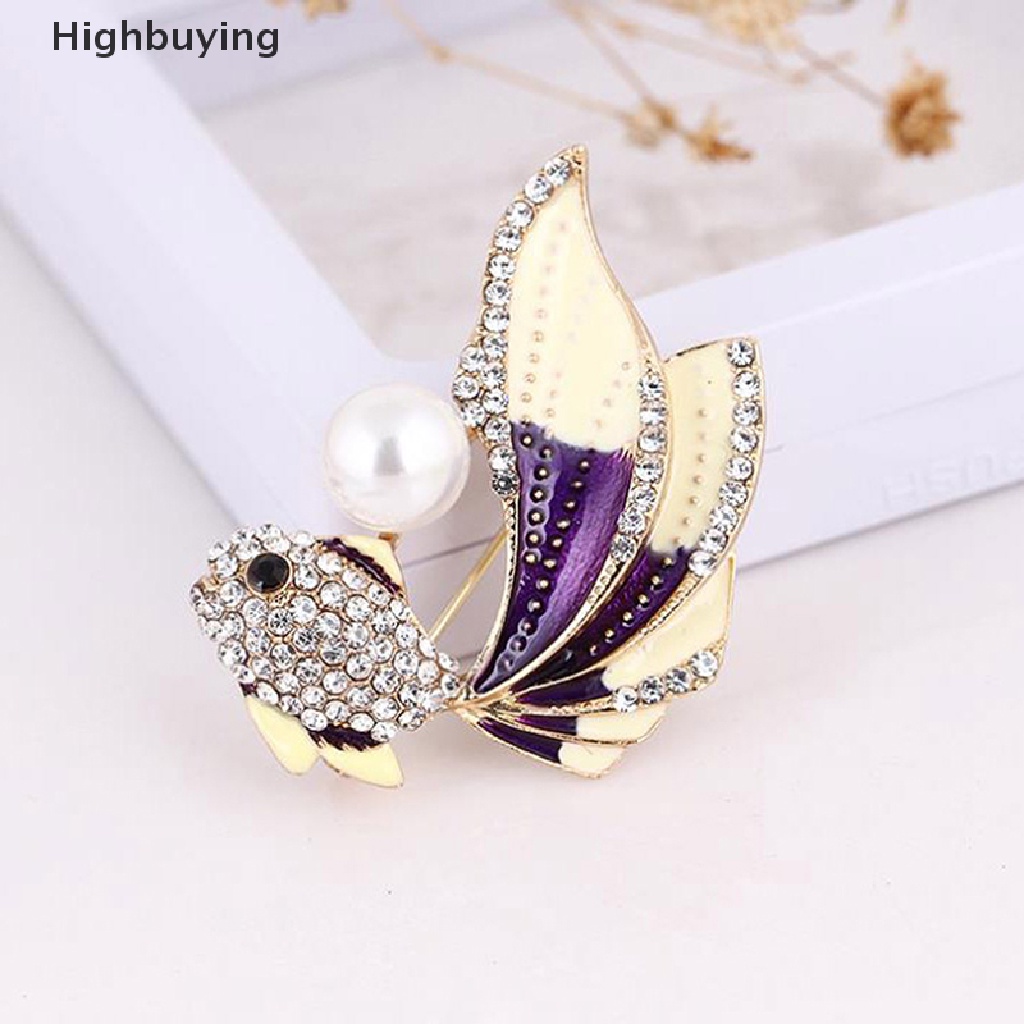 Hbid 1Pc Kristal Berlian Imitasi Ikan Mas Bros Wanita Brooch Pin Aksesoris Pakaian Glory