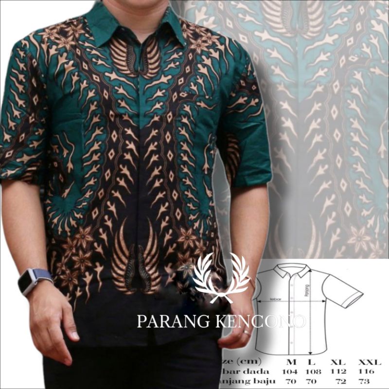 Risna Batik HRB026 Kenongo Hem Kemeja Batik Pria Lengan Pendek Katun Primis Premium Halus M L XL XXL