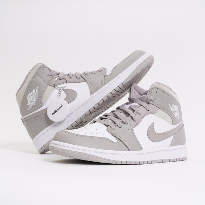 Nike Air Jordan 1 Mid White Linen Smoke Grey / College Grey Original