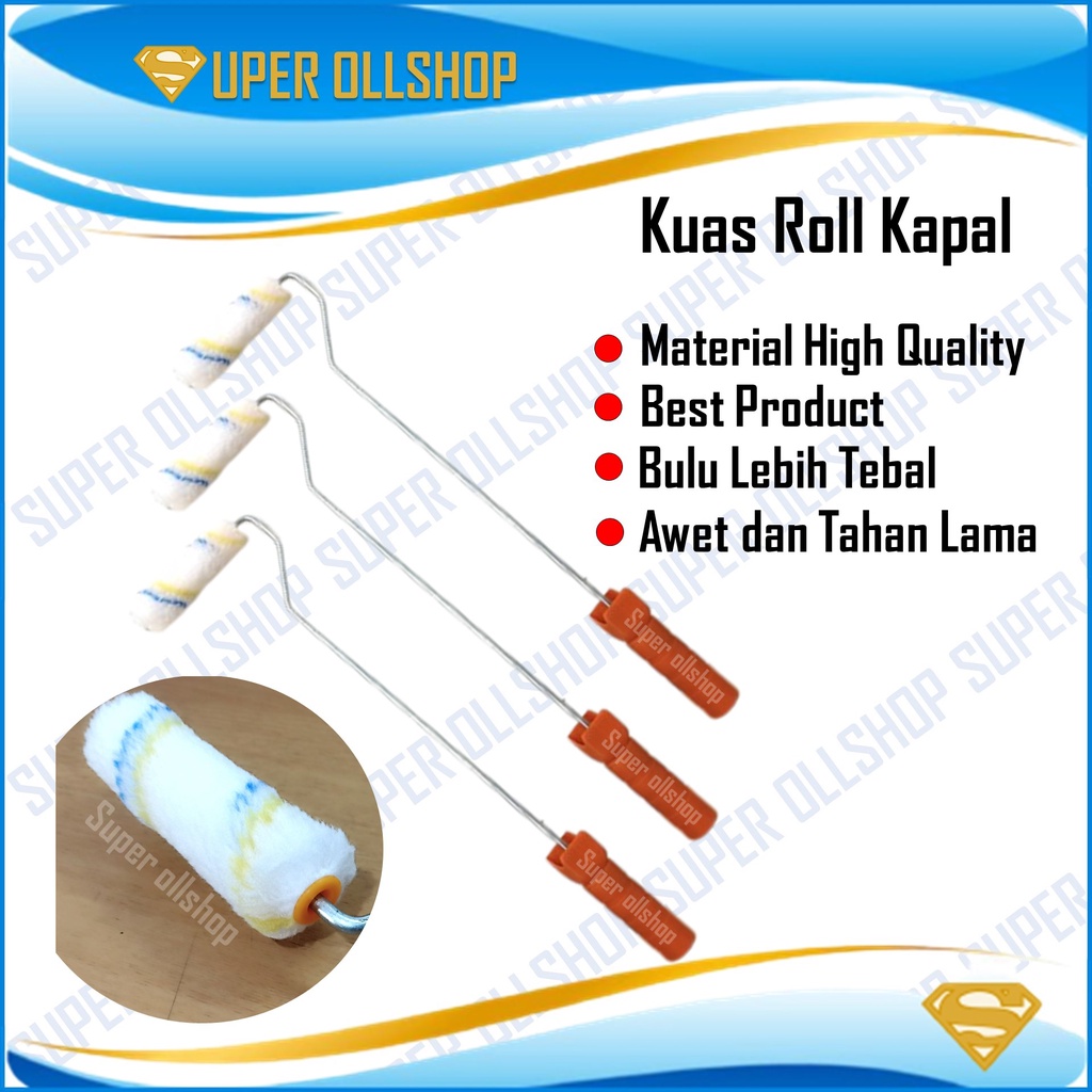 Kuas Roll Kapal Kecil 4 inch Kuas Rol Kapal Cat Kecil Gagang Panjang Bulu Kuas Roll Tebal Murah