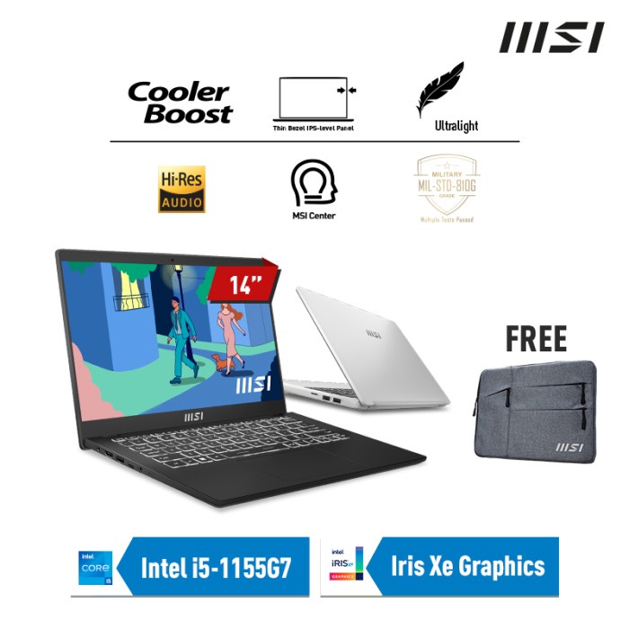MSI MODERN 14 C11M - i5-1135G7 - 8GB - 512GB SSD - IRIS XE GRAPHICS - 14&quot;FHD IPS - WIN11