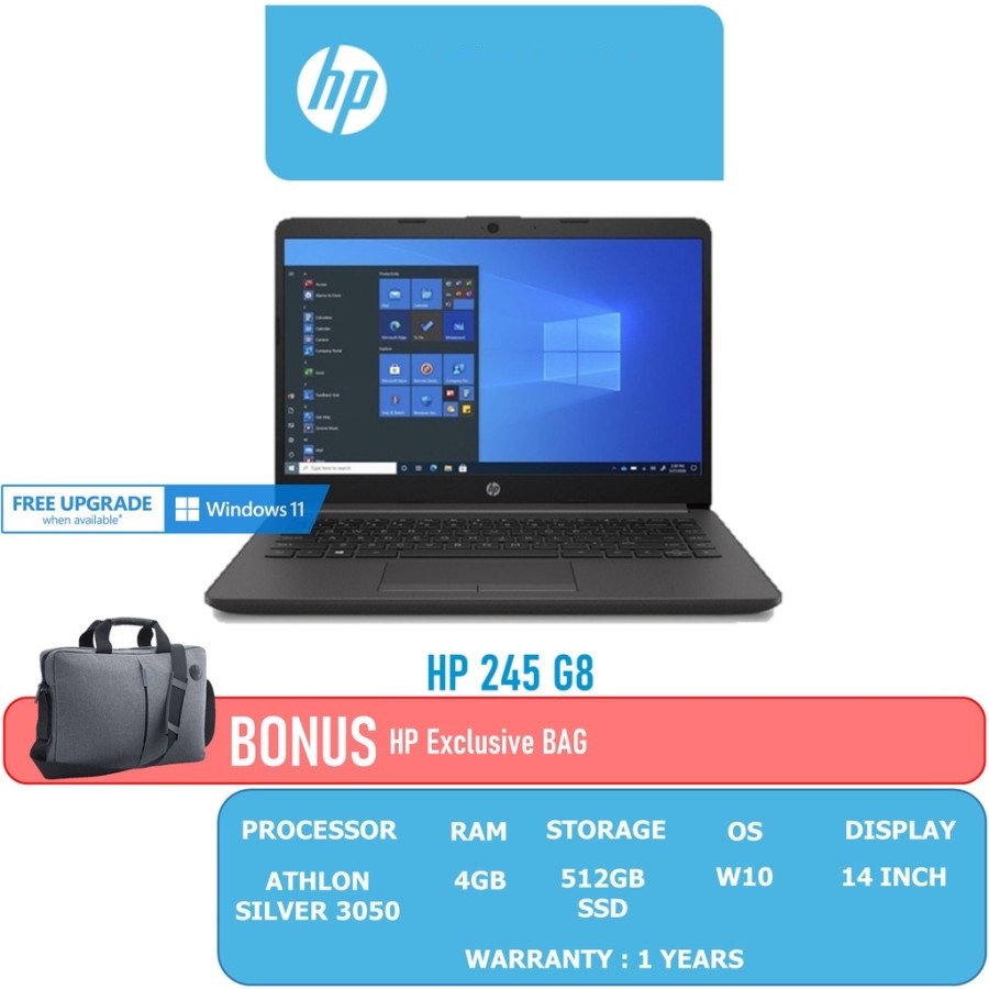LAPTOP HP 245 G8 [Athlon 3050U 4GB 256GB 14" Win11]