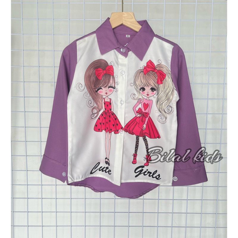 STELAN BAJU ANAK VIRAL / KEMEJA PRINTING ANAK PEREMPUAN LENGAN PANJANG 1-6 TAHUN