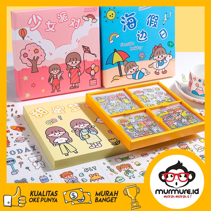 

MURMURE.ID | STIKER BUKU DIARY MOTIF KARTUN KOREA BOTOL MINUM WATERPROOF HANDBOOK SCARPBOOK DIY BOX ISI 100 LEMBAR