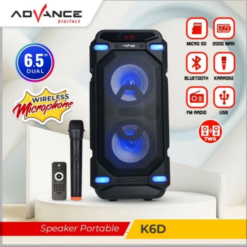 SPEAKER PORTABLE ADVANCE K6D 6.5" MURAH