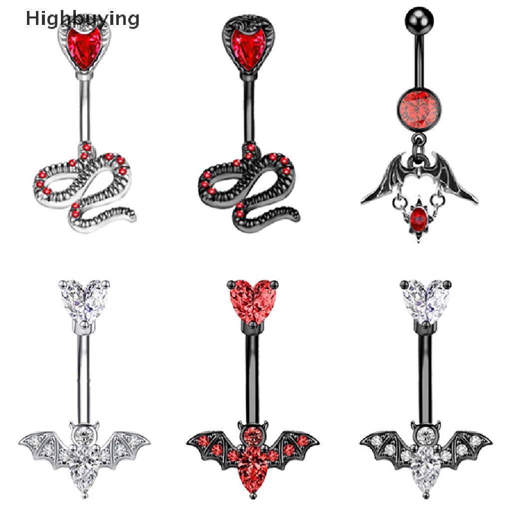 Hbid 1Pcs Kristal Bat Belly Button Perhiasan Stainless Steel Cincin Perut Tubuh Ular Pusar Perhiasan Glory