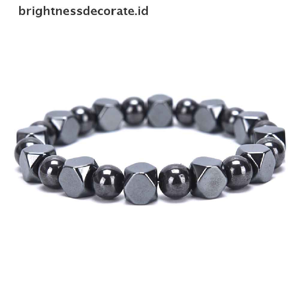 [Birth] Magnetic Hematite Black Beads Stretch Perawatan Kesehatan Gelang Pria Bangles Perhiasan [ID]