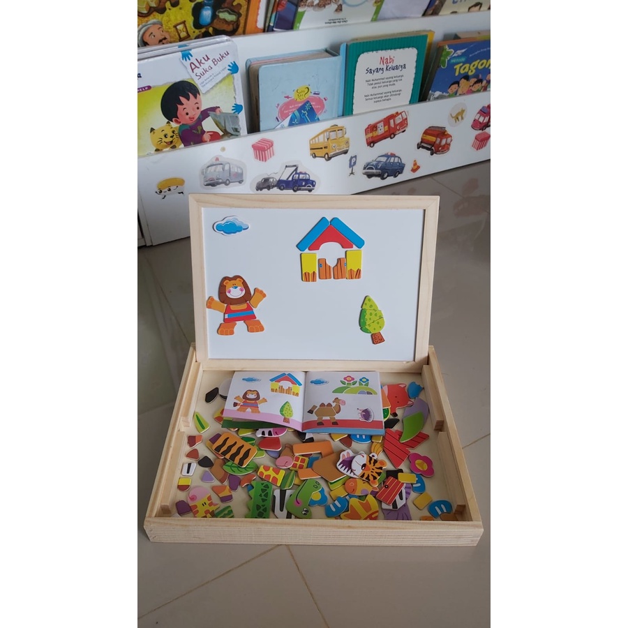 Puzzle Magnet Mainan Anak Puzzle Mainan Kayu Papan Tulis Edukatif