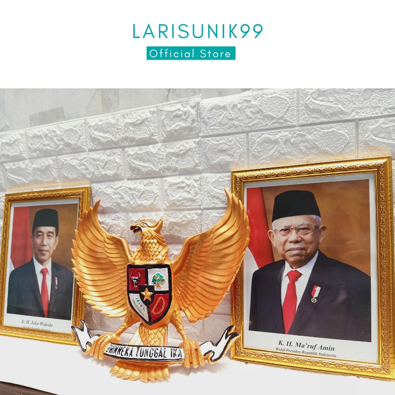 Gambar Presiden dan Wakil Lambang Patung Burung Garuda Pancasila Hiasan Dinding 3D