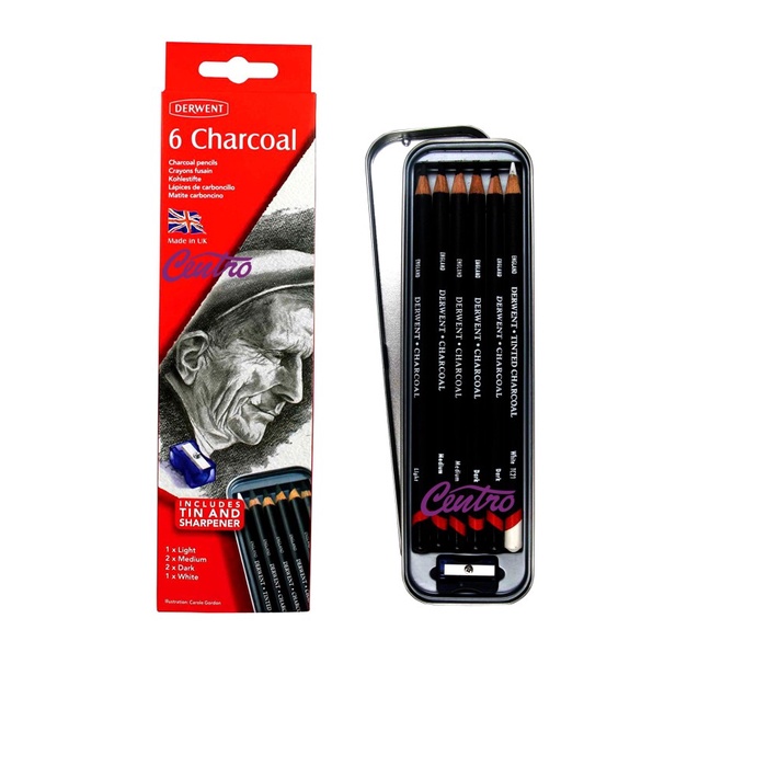 

Charcoal Derwent Charcoal Pencils 6 Tin/ Includes Tin & Sharpener