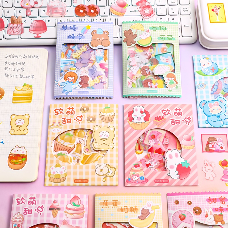 

Stiker 45 Makanan Penutup Lucu DIY Kartun Gadis Jantung Bahan Pola Stiker Dekorasi Alat Tulis Siswa