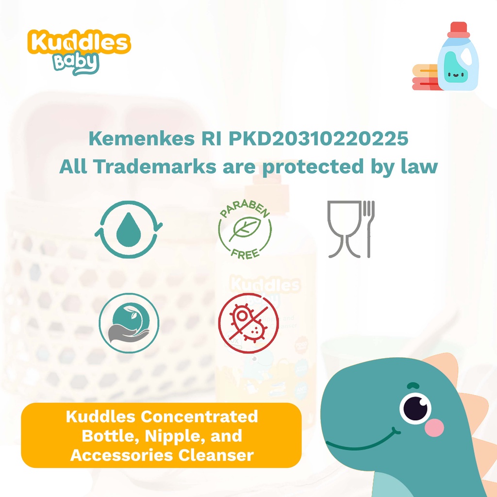 KUDDLES BABY CONCENTRATE BOTTLE &amp; ACCESSORIES CLEANSER 500ML
