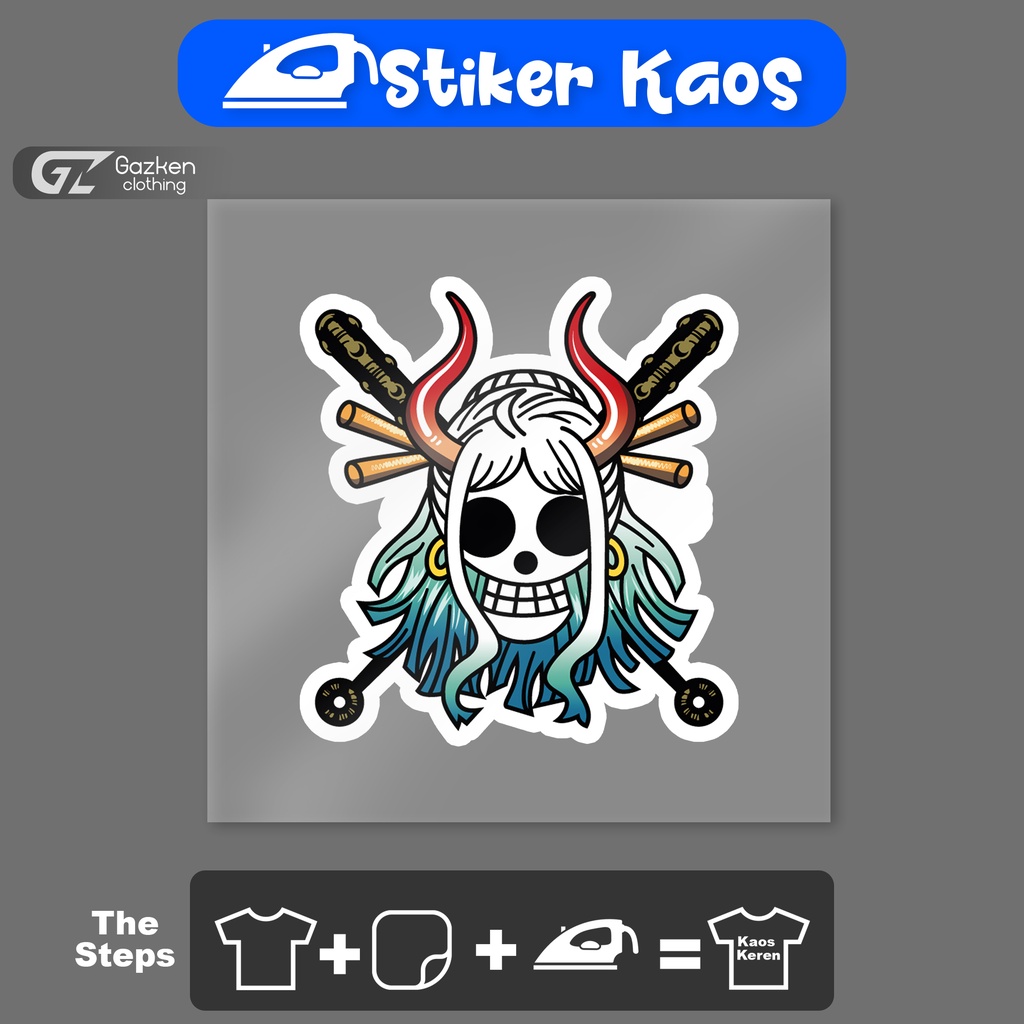 Stiker Kaos One Piece Yamato Pirate Logo Sticker Sablon Tempelan Baju Dengan Setrika Murah dan Prakt