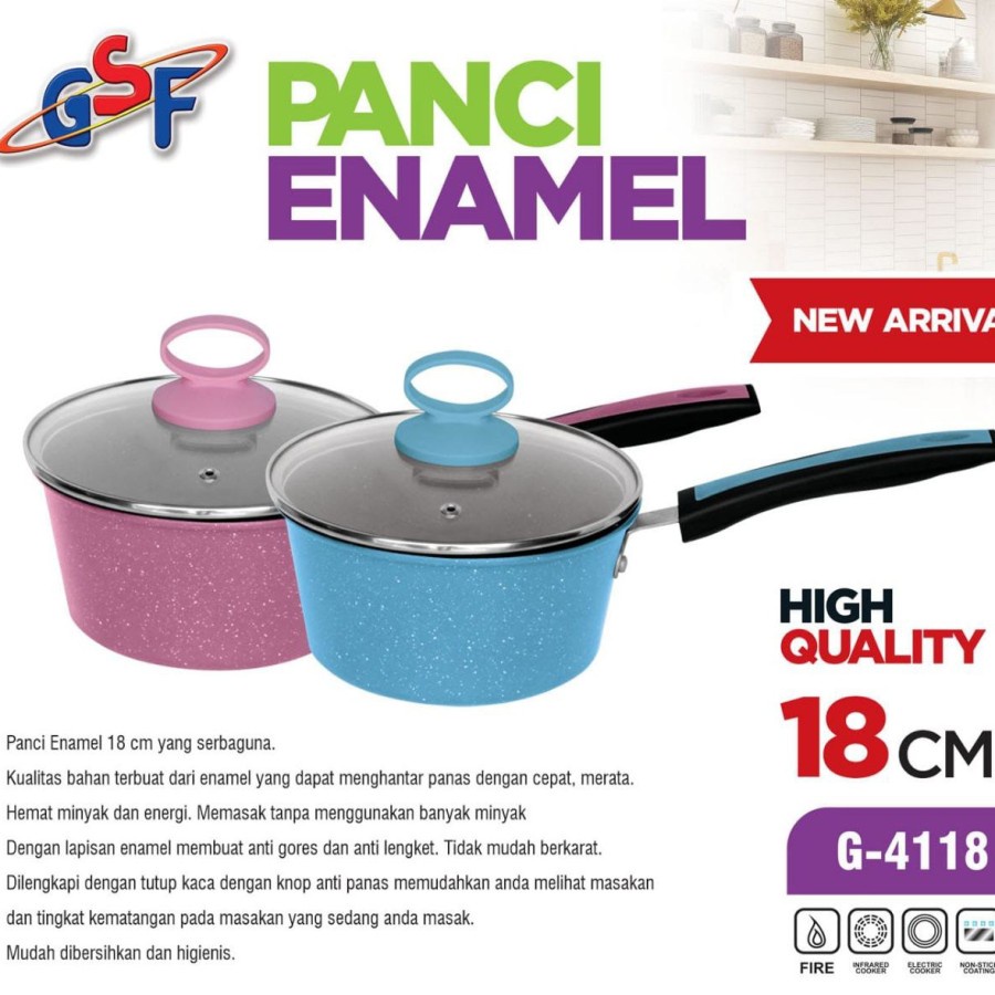 Panci Enamel GSF 4118 Ukuran 18 Cm / Panci Susu Enamel