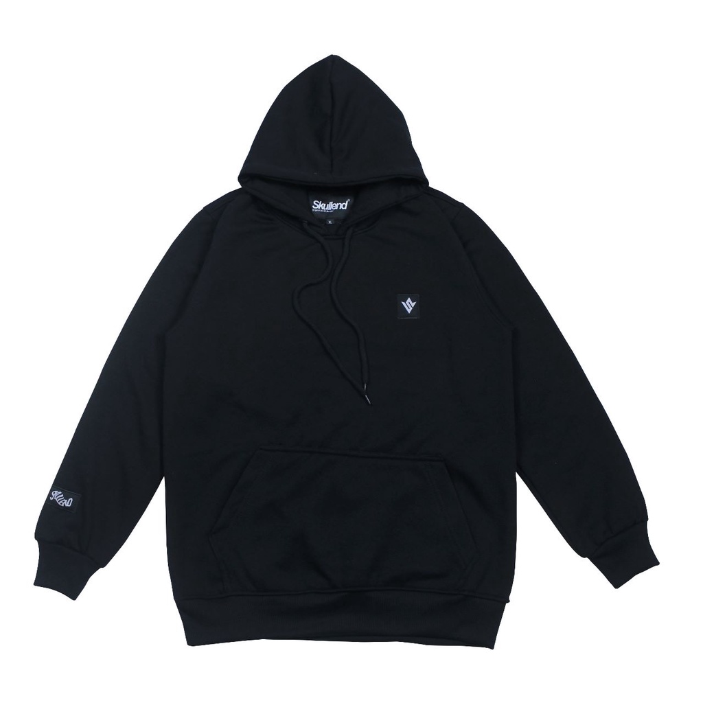 SKULLEND Hoodie Hitam Logo Unisex Pria Wanita