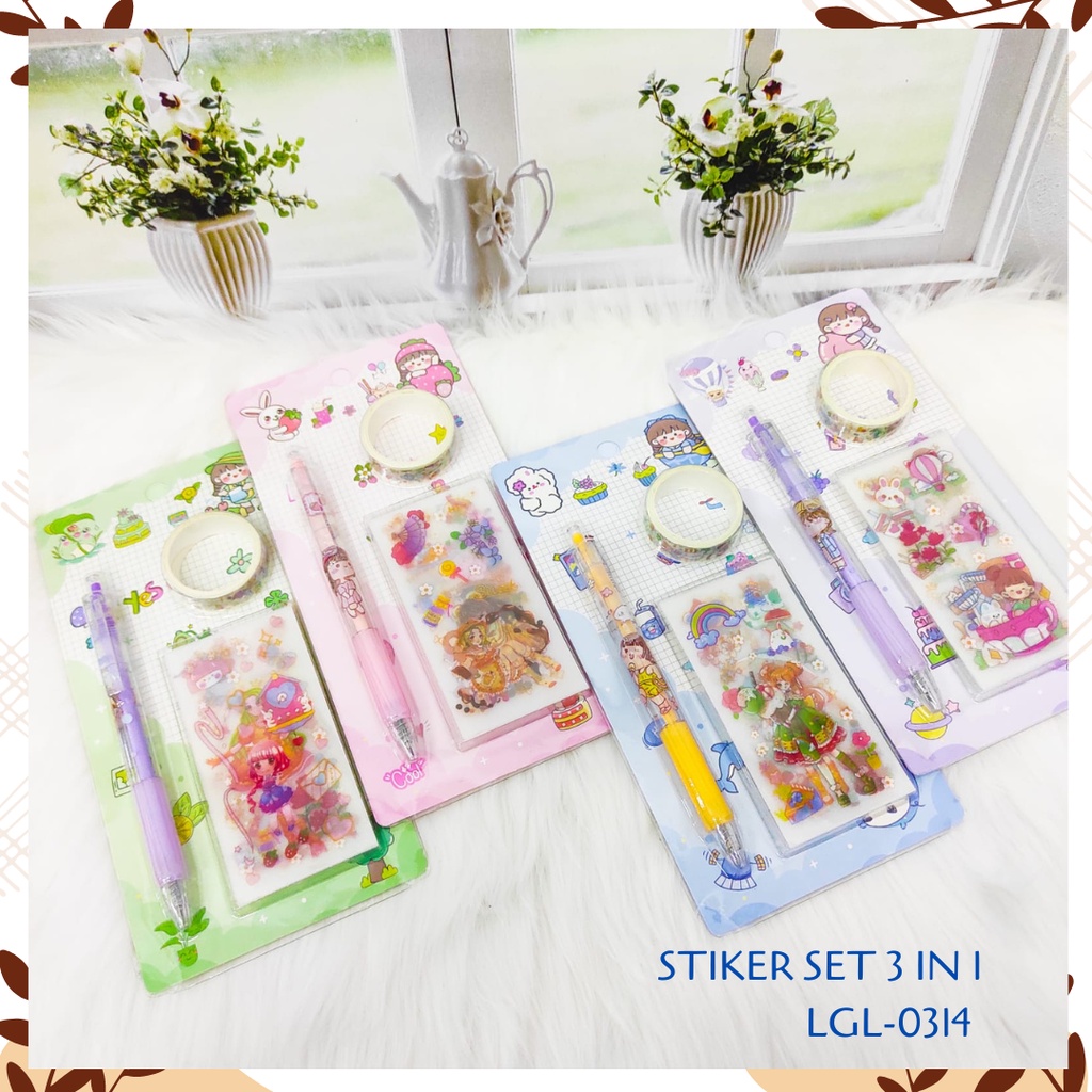 

STIKER SET 3 IN 1 SOLATIP LGL-0314 PEMOTONG STIKER WASHITAPE SOLATIP STIKER