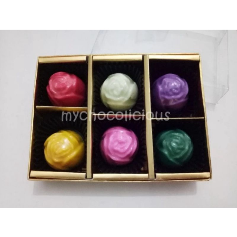 

cokelat praline motif bunga /sekat 6 /isi 6 pcs