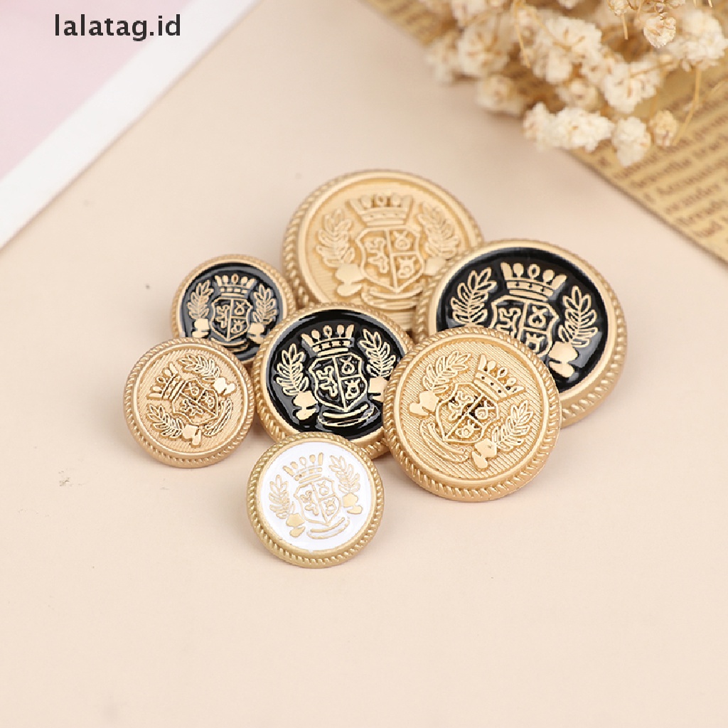 [lalatag] 10pcs Kancing Jas Gaya Perguruan Tinggi Inggris Motif Mahkota Golden Coat Jacket Button [ID]