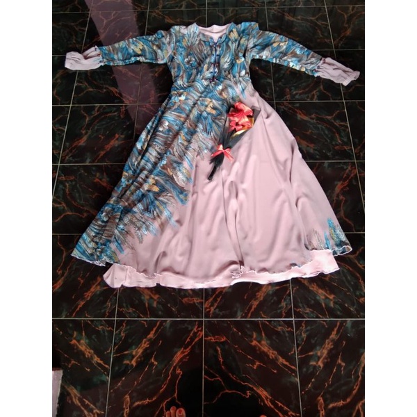 gamis resepsi terbaru remaja dewasa, dress sifon full furing