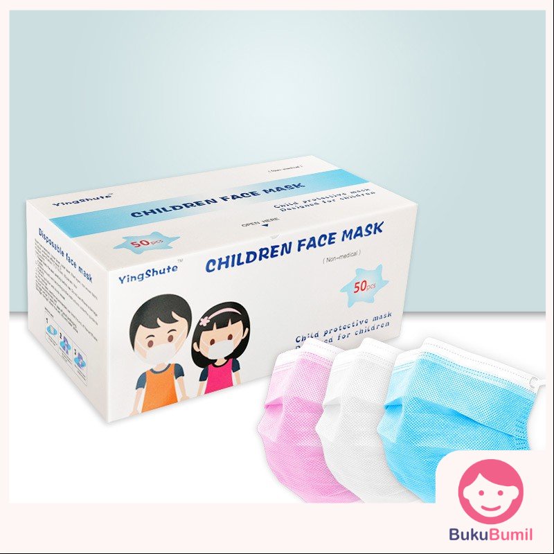 Baby Protect - Pengaman Bayi Disposable Face Mask Anak BFE 95% -99% 50pcs BOX Masker Kesehatan 3ply 
