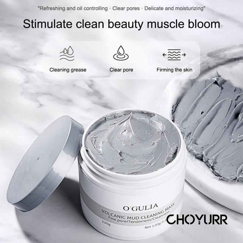 【COD】Volcanic Mud Facial Whitening Clay Mask 110gr Blackhead Removal Masker Wajah Vulkanik Masker Penghilang Komedo-CH