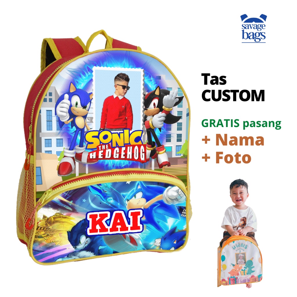 

Tas Custom Anak Foto+Nama - Sonic The Hedgog - PRE ORDER 8 Hari
