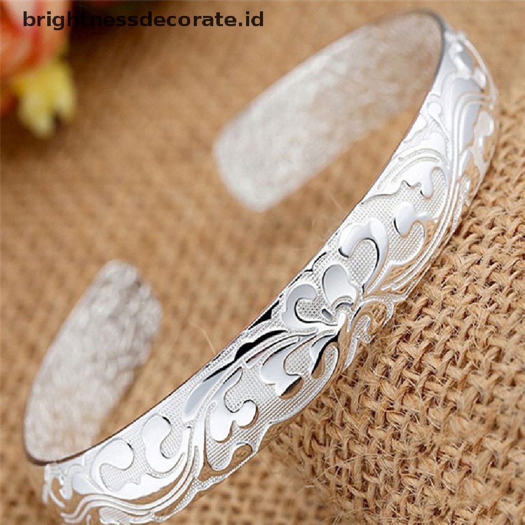 [Birth] Fashion Perhiasan Wanita Perak Berlapis Bangles Cuff Bracelets Kualitas Tinggi [ID]