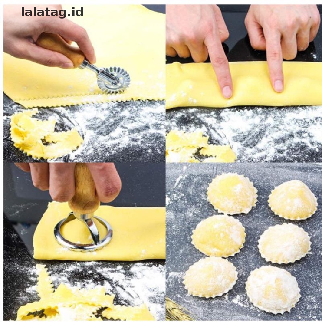 [lalatag] Pastry Wheel Cutter Pasta Cutter Roda Ravioli Crimper Untuk Alat Baking Rumah [ID]