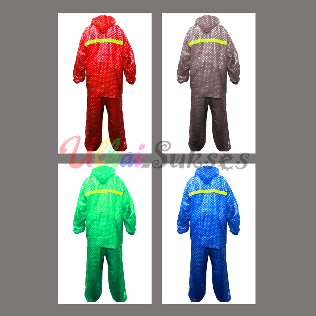 Jas Hujan Elmondo Setelan Jaket Celana Polkadot Raincoat Elmondo 927 Dewasa l Pria l Wanita Mantel H