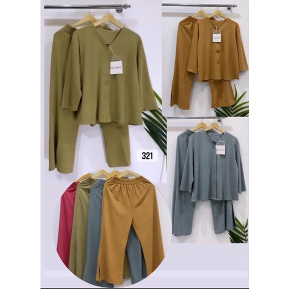 setcel wanita oversize kaos knit setcel busui setelan celana wanita