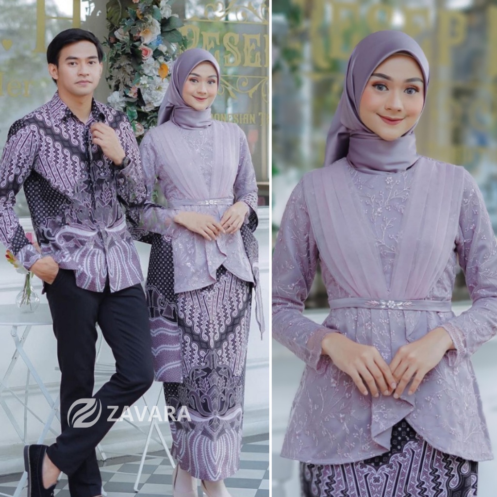 Kebaya Couple Avena Series Kebaya Modern Baju Wisuda Tunangan Lamaran Kondangan Batik Set Couple Brukat Terbaru