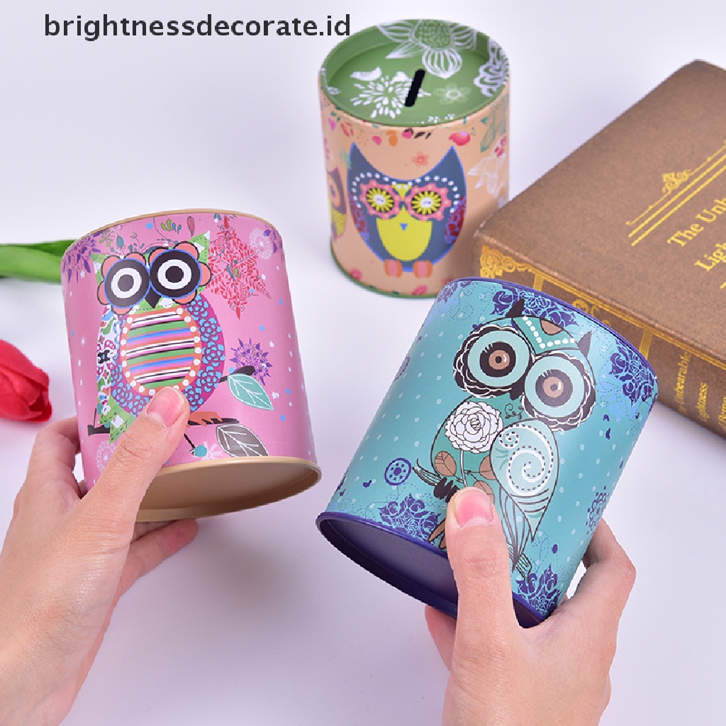 [Birth] Owl Celengan Tinplate Celengan Hadiah Anak Kid Gift Kotak Uang [ID]