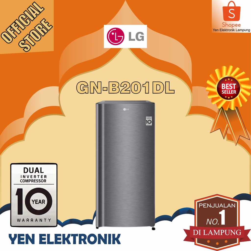 Kulkas LG GN 201 DL 1 Pintu Smart Inverter Low Watt Garansi Resmi LG