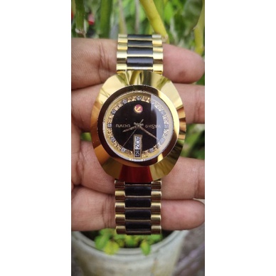 Rado DiaStar Gold Tone Black Dial Diamond Original