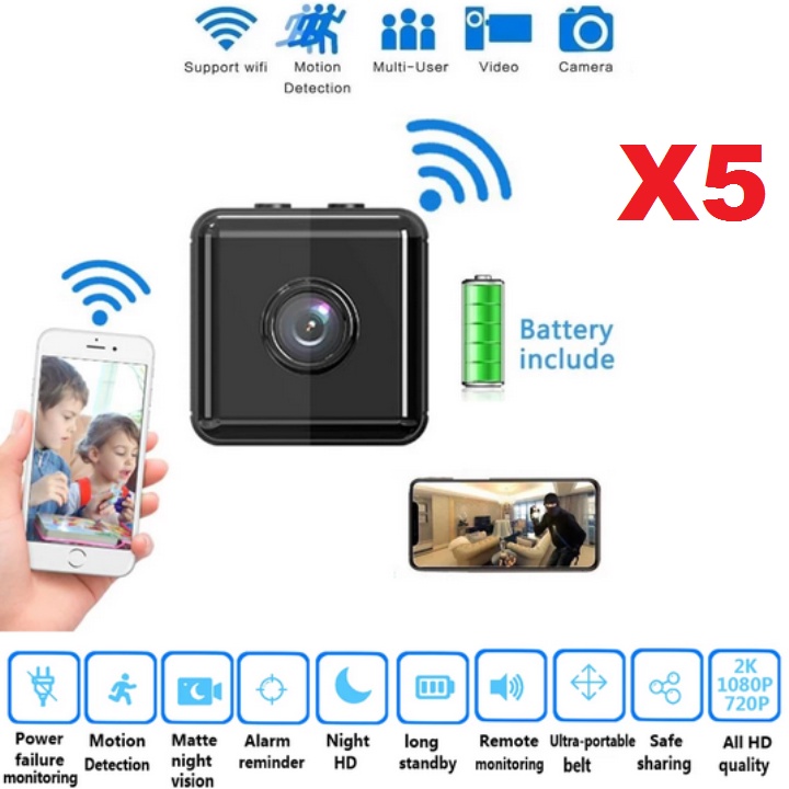 Camera X6 X5 A9 Kamera IP Mini WiFi Kamera Olahraga HD 1080P Pengawasan Keamanan Nirkabel Baterai Bawaan Penglihatan Malam Kamera Mikro Rumah Pintar