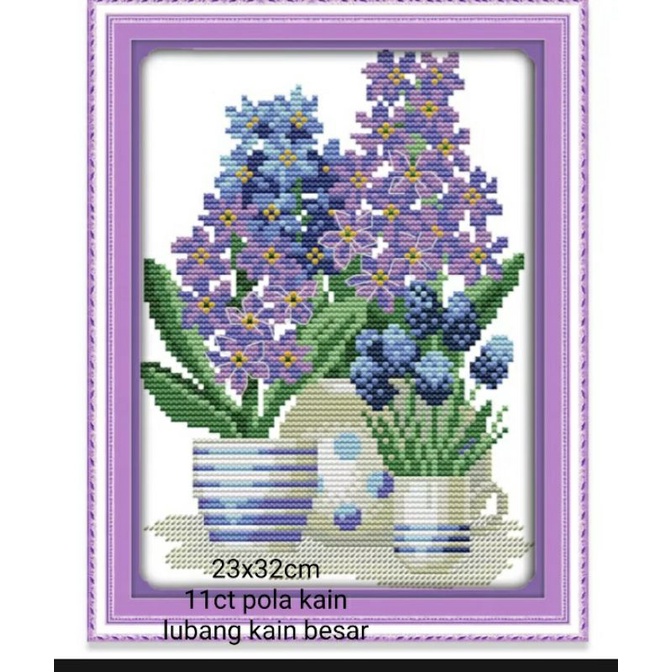 paket kristik bunga lavender 11ct pola kain kualitas bagus