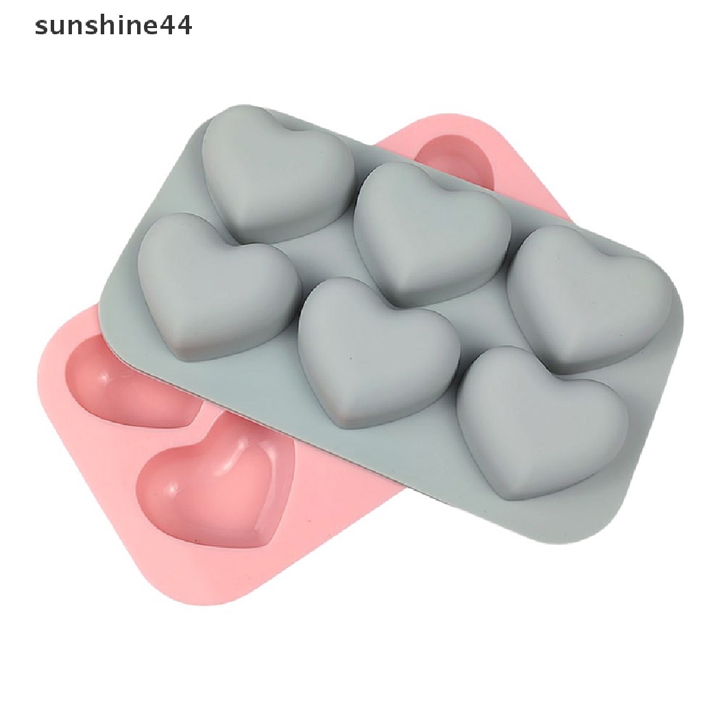 Sunshine 1Pc 6-rongga Cetakan Kue Silikon 3D Love Peach Shape Mold DIY Baking Tool.