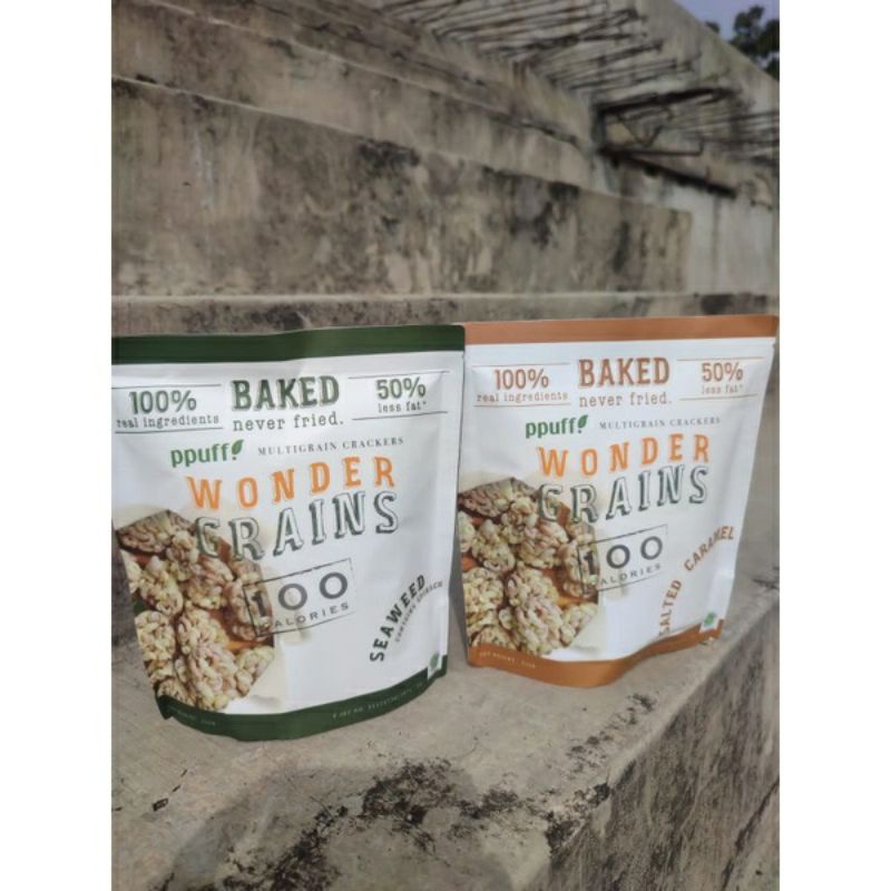 PPUF Wonder Grains 25Gr - Multigrain Crackers - Seaweed / Salted Caramel - Baked Snack Panggang Vegetarian Snack Sehat Makanan Sehat Snack vegetarian