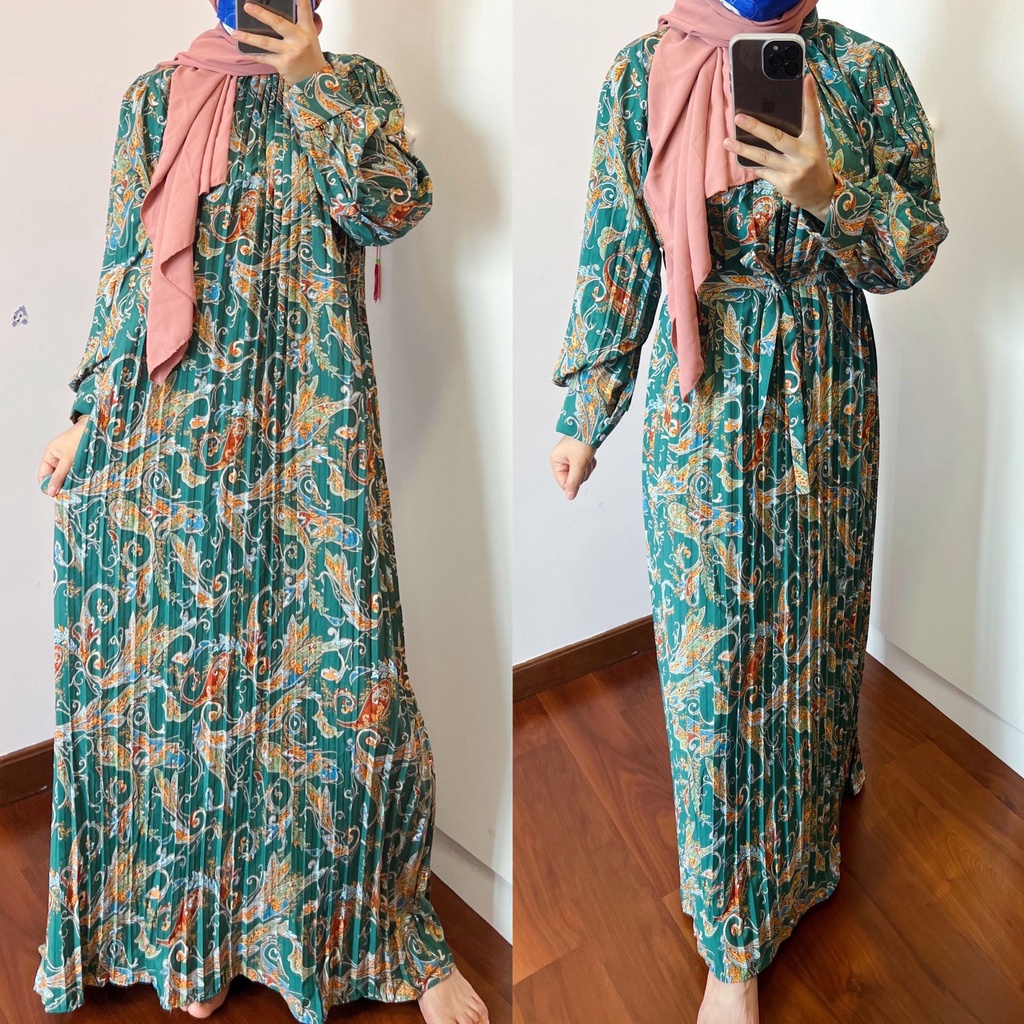 DRESS MUSLIM WANITA PLISKET PREMIUM IMPORT IMPOR MURAH