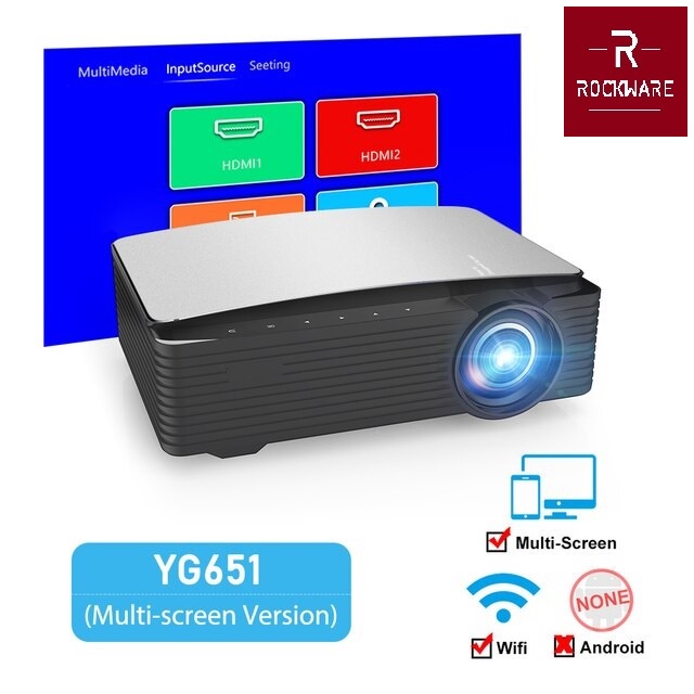 AKN88 - ROCKWARE YG651S 1080P LED Projector WiFi 350 ANSI Lumens Alt Cheerlux