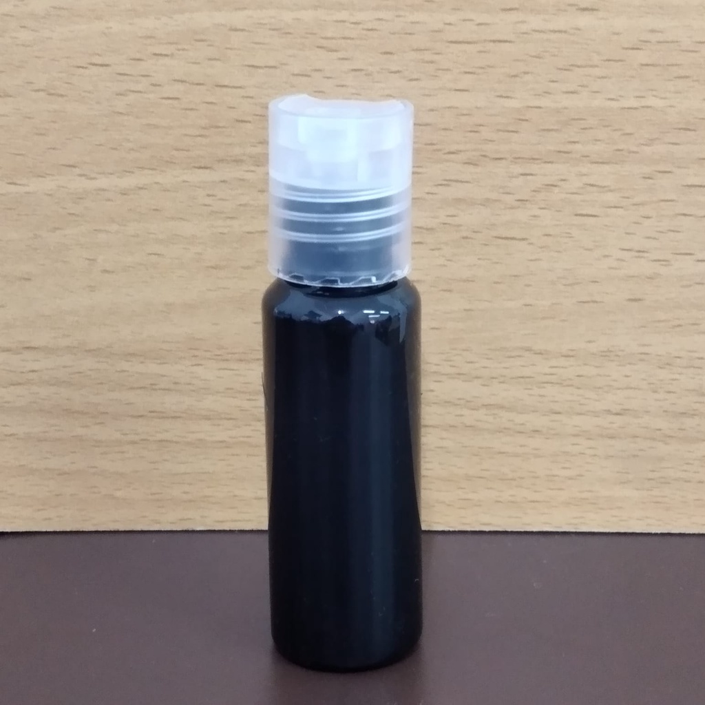 Botol plastik PET 20ml BR hitam tutup presstop