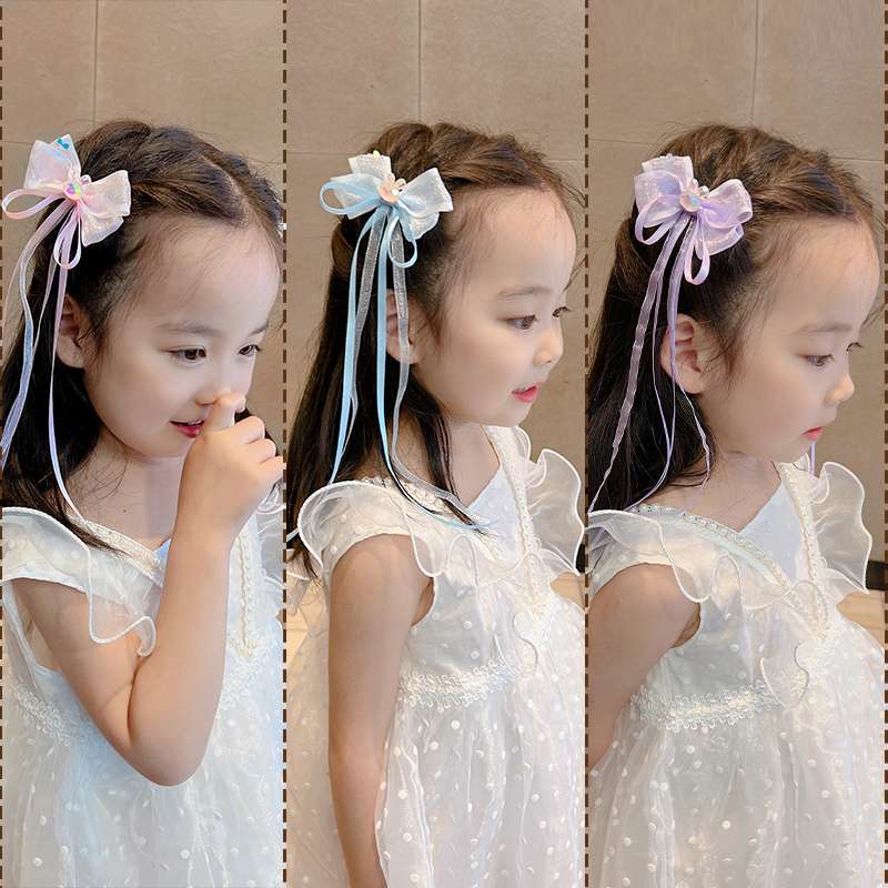 (Hello Girl)F186 Sepasang Jepitan Rambut Anak Motif Pita Panjang Kelinci Import