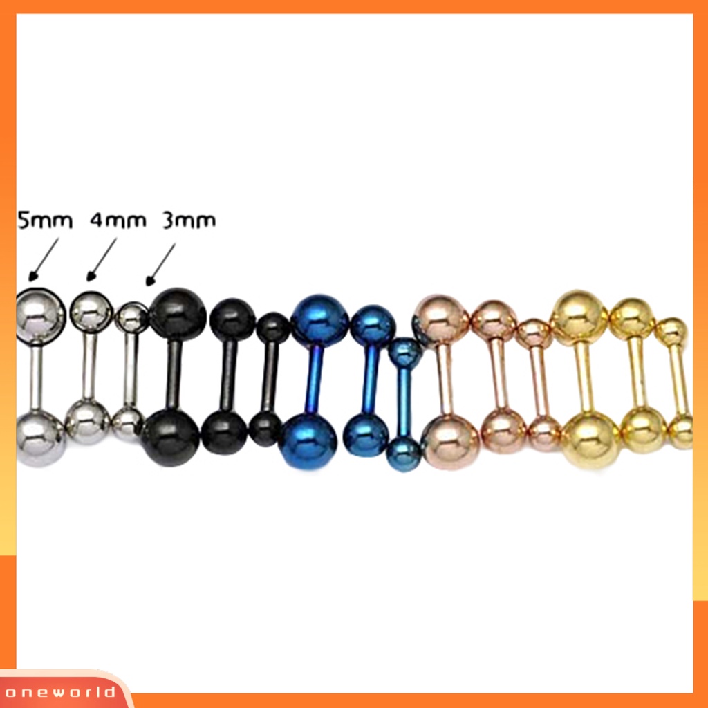 {oneworld} Ear Studs Anting Barbel Bola Punk Pria Simple Tahan Aus Untuk Pacaran