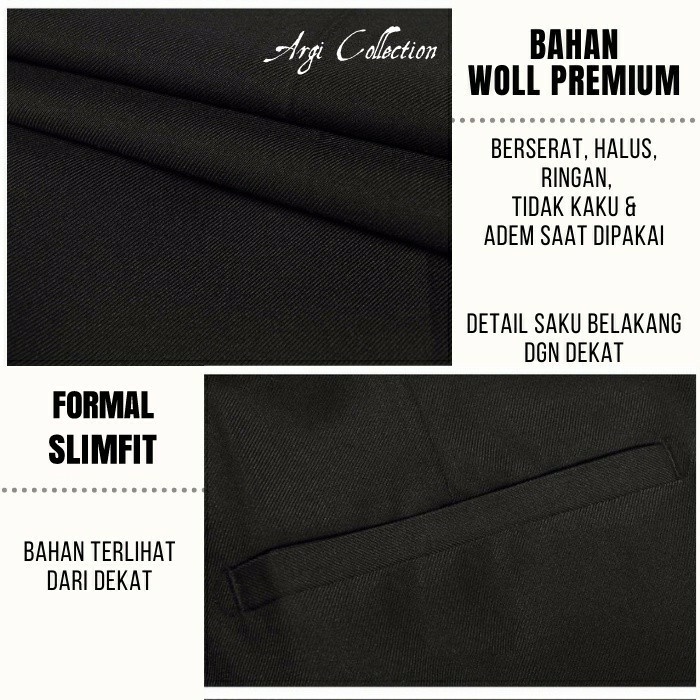 Celana Kantor Formal Kerja Bahan Dasar Pria Slimfit