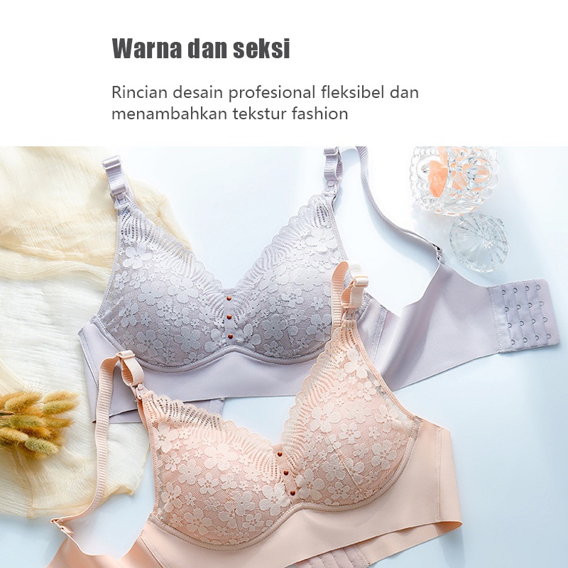 Seamless Bra Menyusui Depan Gesper Tanpa Kawat Bra Renda Maternity Nursing Bra B1065