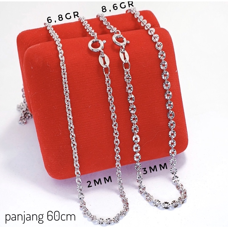 Kalung perak 925 lapis emas putih kalung nori 60cm kalung pria kalung wanita perak 925 S93